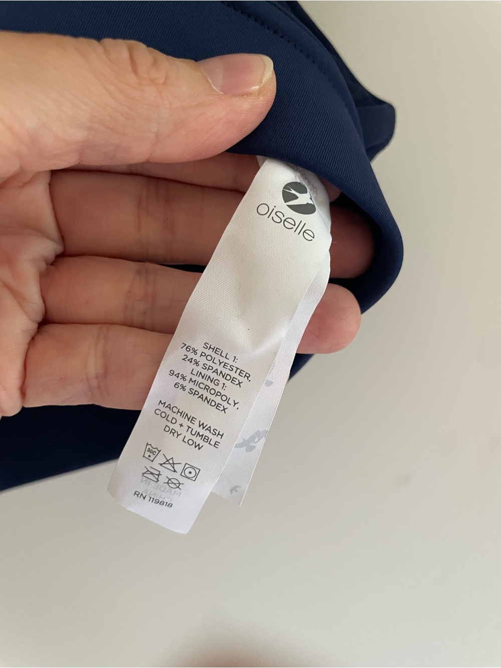 Oiselle Navy Sports Bra with Aqua Strappy Back - Picture 4 of 6